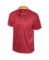 Colosseum Men's Cardinal Iowa State Cyclones Football Print Polo Shirt
