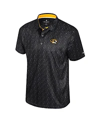 Colosseum Men's Black Missouri Tigers Football Print Polo Shirt