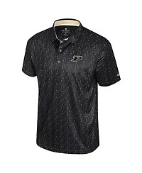 Colosseum Men's Black Purdue Boilermakers Football Print Polo Shirt
