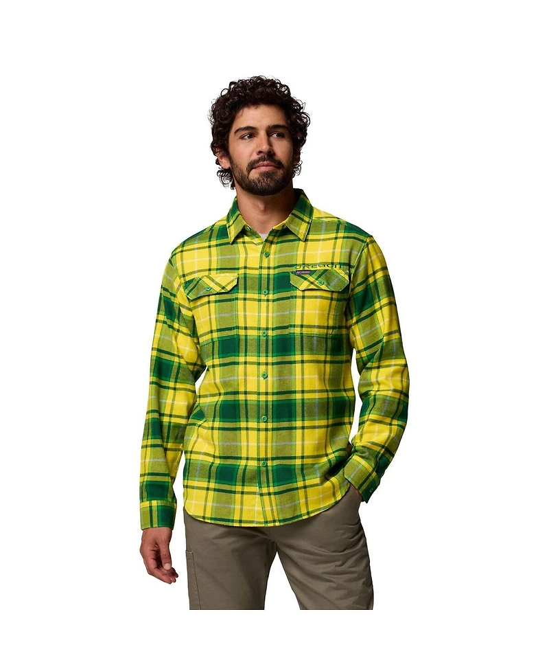 Columbia Men's Green Oregon Ducks Omni-Wick Flannel Long Sleeve Button-Up Shirt