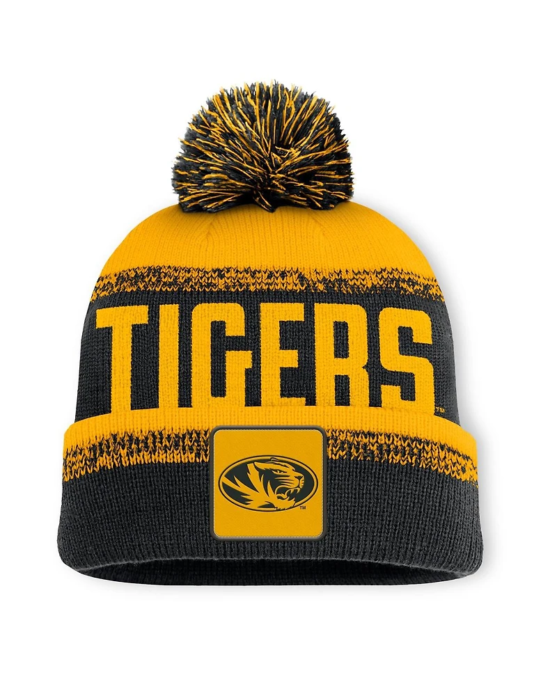 Fanatics Men's Black/Gold Missouri Tigers Thrive Cuffed with Pom Knit Hat