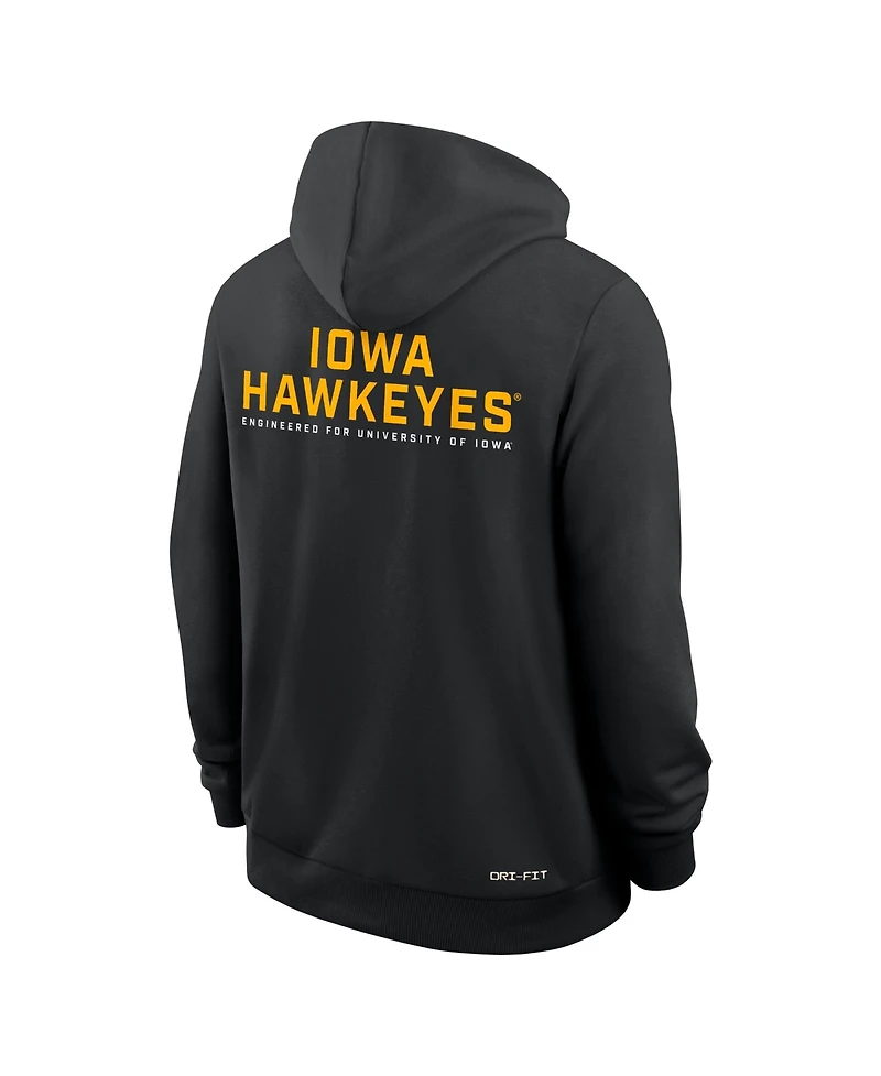 Nike Men's Black Iowa Hawkeyes 2025 Sideline Standard Issue Dri-fit Full-Zip Hoodie