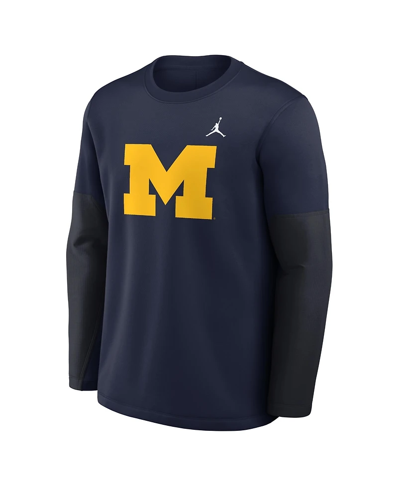 Jordan Men's Navy Michigan Wolverines 2025 Sideline Coach Performance Long Sleeve T-Shirt