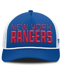 Fanatics Men's Blue/White New York Rangers Heritage Dutch A-Frame Trucker Adjustable Hat