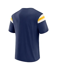 Darius Rucker Collection by Fanatics Men's Navy Milwaukee Brewers Distressed Sleeve Stripe T-Shirt