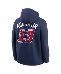 Nike Men's Ronald Acuna Jr. Navy Atlanta Braves 2025 Mlb Speedway Classic Name Number Hoodie