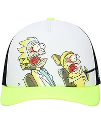 Lids Men's and Women's White/Neon Green Rick and Morty Graphic Foam Trucker Adjustable Hat