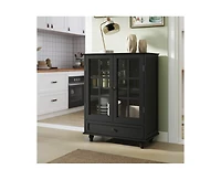 Casainc Storage Cabinet with Double Glass Doors and Drawer