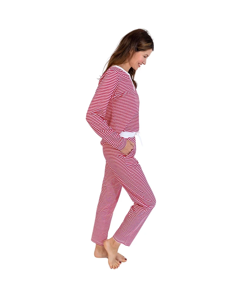 Sant and Abel Women's Red Stripe Jersey Long Pj Set