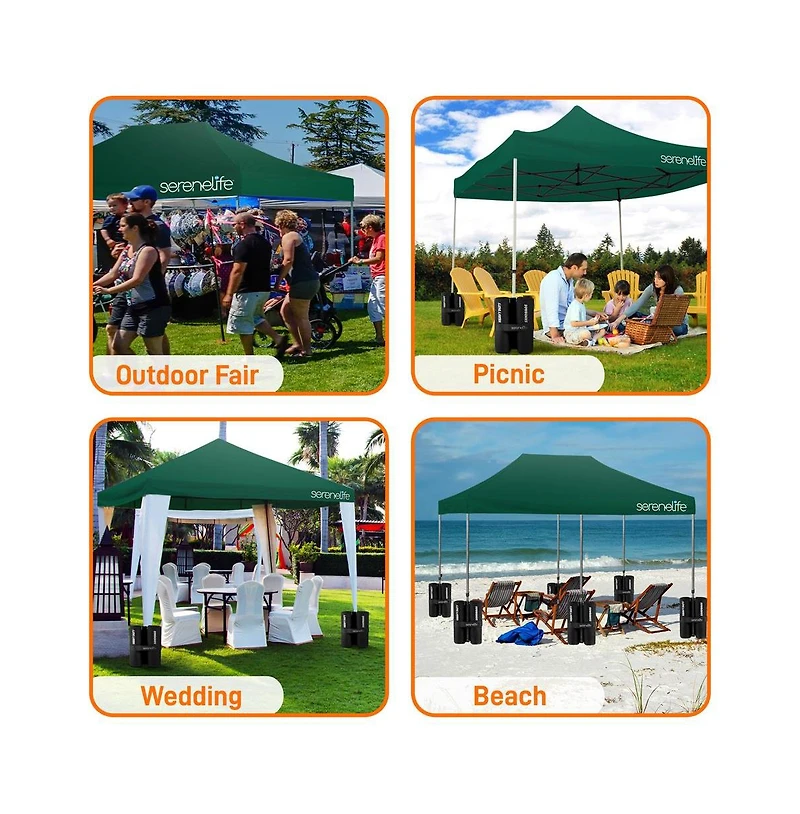 Pop Commercial Instant Shelter 10x15 ft Waterproof Polyester Tent Portable Wheeled Carry Sand Bag Forest Green