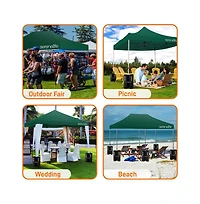 Pop Commercial Instant Shelter 10x15 ft Waterproof Polyester Tent Portable Wheeled Carry Sand Bag Forest Green