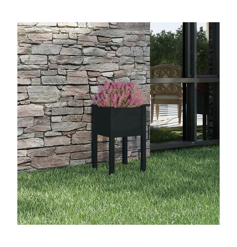 Garden Planter Black Solid Pinewood Medium Durable