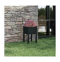 Garden Planter Black Solid Pinewood Medium Durable