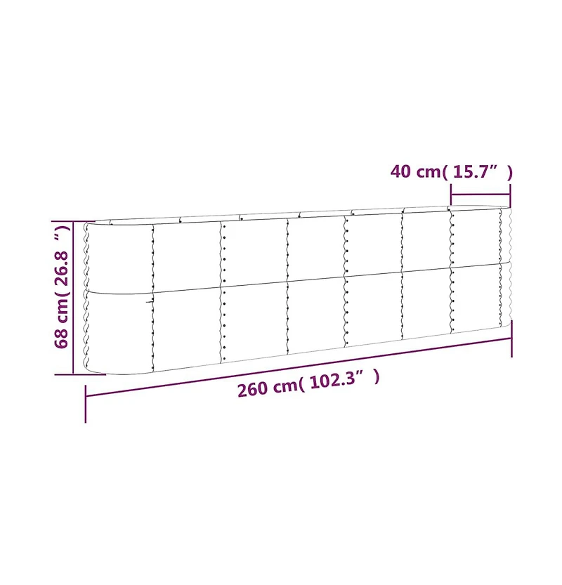 Garden Raised Bed Powder-coated Steel 102.4"x15.7"x26.8" Silver