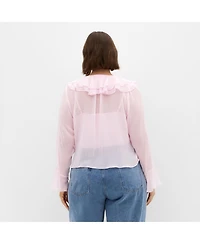 City Chic Plus Luscious Sheer Ruffles Top