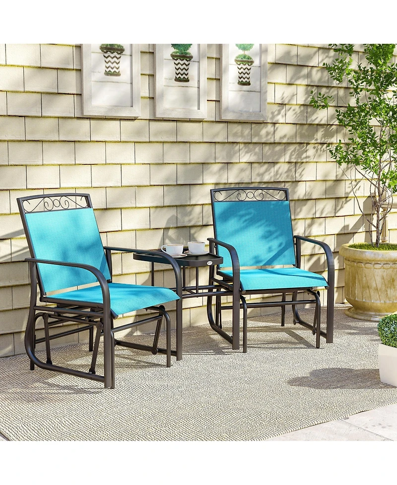 Outsunny 2-Person Outdoor Glider Chair with Table for Garden