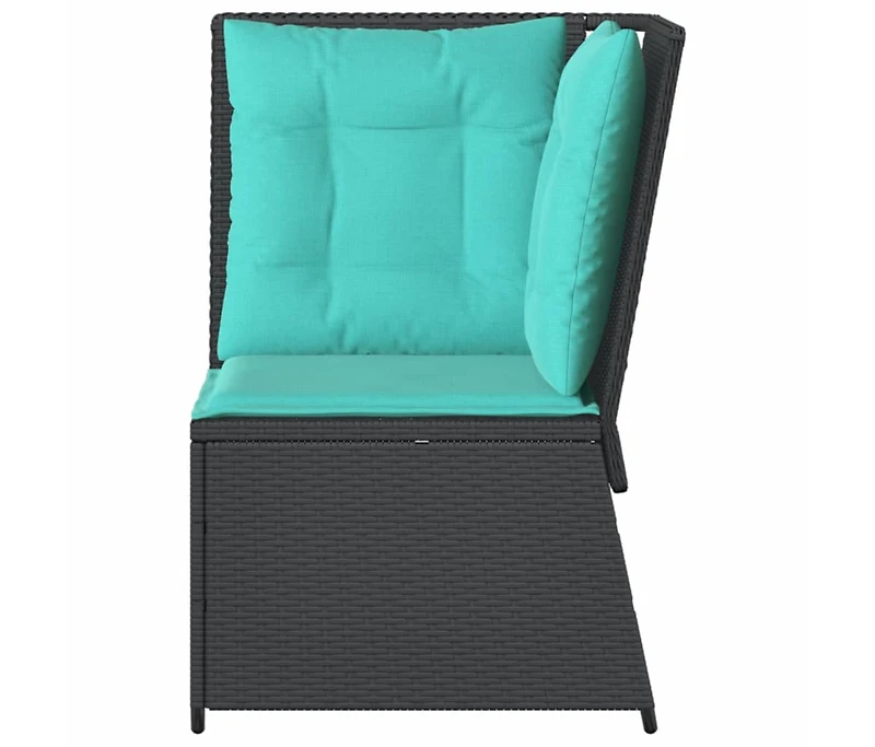 Patio Sofa Black Pe rattan Compact Adjustable Feet Patio Sofa