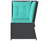 Patio Sofa Black Pe rattan Compact Adjustable Feet Patio Sofa
