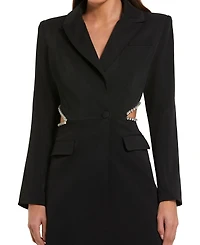 Mac Duggal Women's Crepe Blazer Rhinestone Trim Mini Dress
