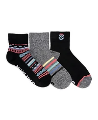 Muk Luks Women's 3 Pair Pack Quarter Crew Cotton Compression Socks