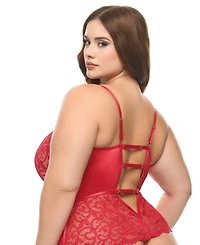 Oh La Cheri Plus Curvy Candice Satin & Lace Teddy