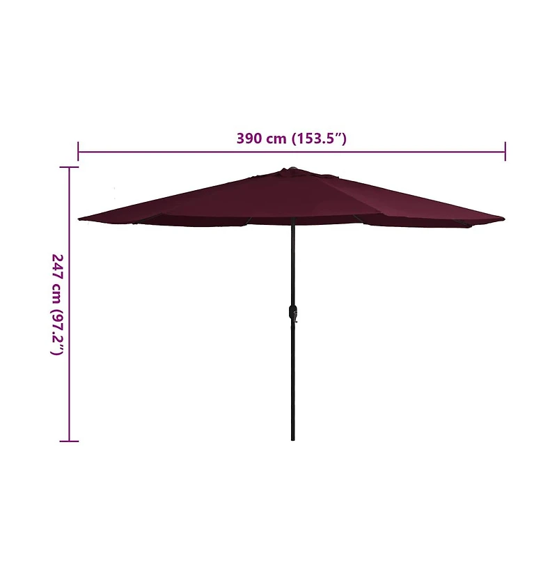 vidaXL Garden Parasol with Metal Pole 153.5" Bordeaux Red