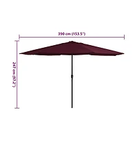vidaXL Garden Parasol with Metal Pole 153.5" Bordeaux Red