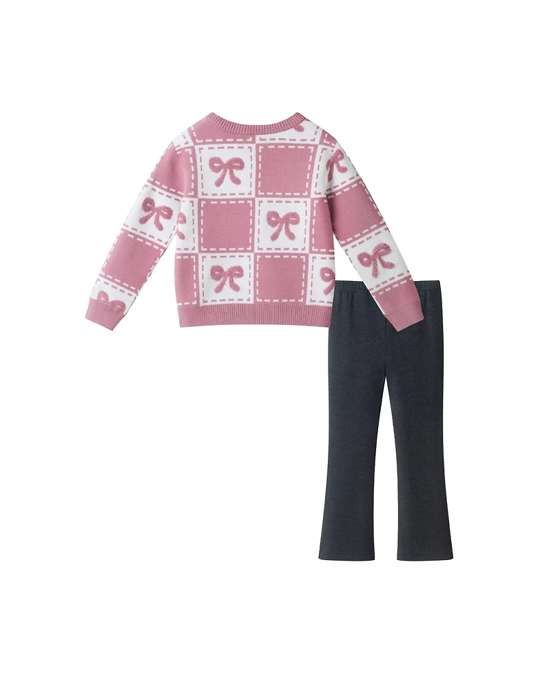 Andy & Evan Toddler/Child Girls Bow Icon Chenille Sweater w/Jegging Set
