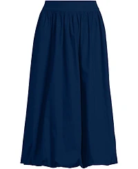Lands' End Women's Poplin High Rise Bubble Hem Midi Skirt