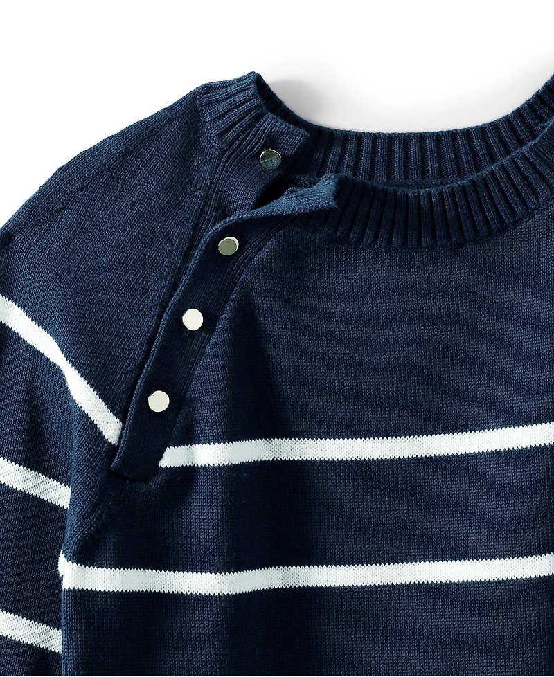Lands' End Women's Drifter Raglan Button Bib Crew Neck Sweater