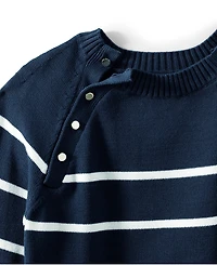Lands' End Women's Drifter Raglan Button Bib Crew Neck Sweater