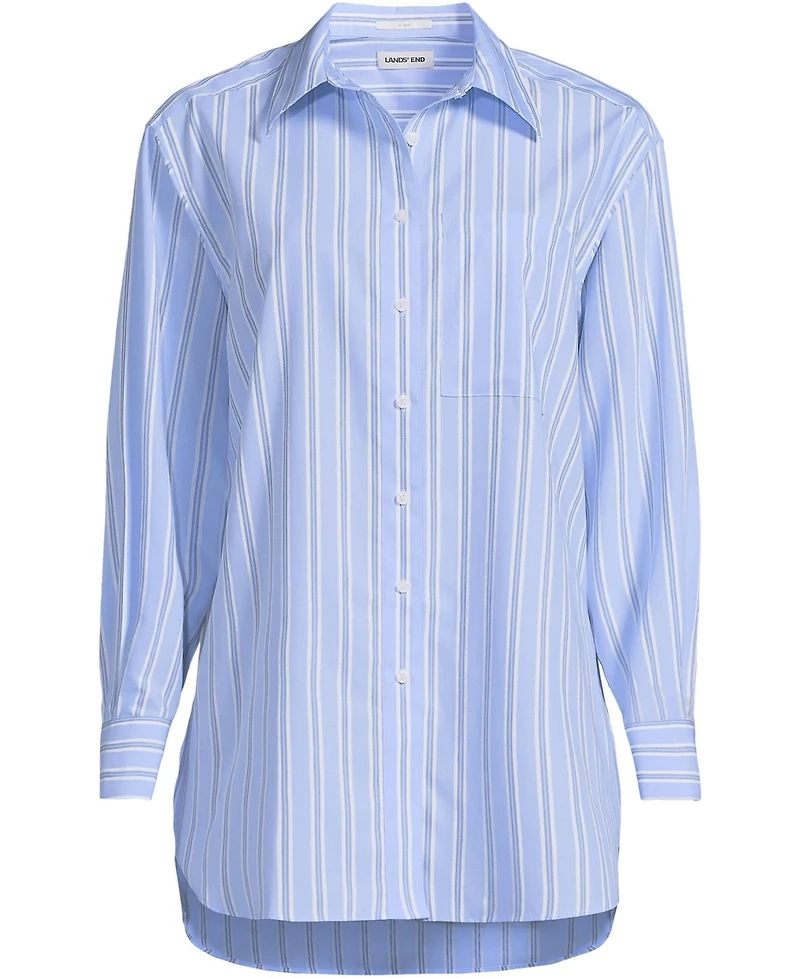 Lands' End Women's Oversized No Iron Tunic with Statement Collar Shirt