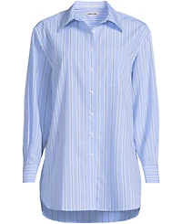 Lands' End Women's Oversized No Iron Tunic with Statement Collar Shirt
