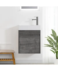 Casainc 18 Inch Bathroom Vanity with White Resin Sink and Soft-Close Cabinet Door