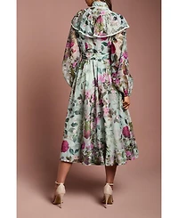 Coast Women's Long Sleeve Printed Organza Shirt Dress