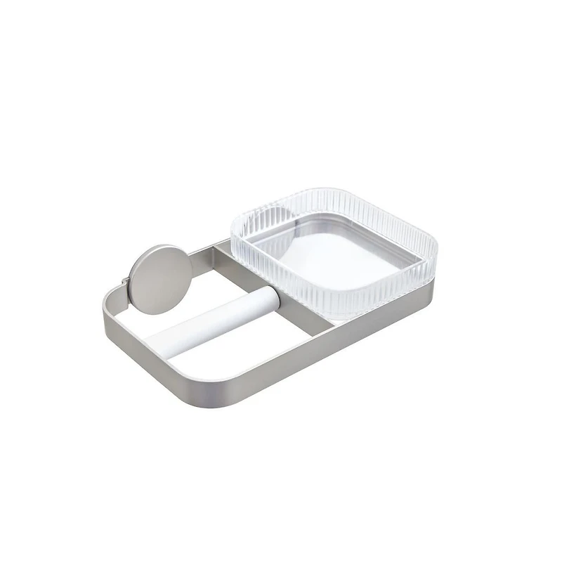 iDesign Wall Mounted Paper Holder with Shelf - Clear/Satin/Gray