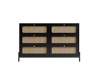 Casainc Rattan Wood Closet 6-Drawer Dresser Wood Storage Cabinet