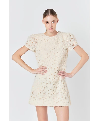 endless rose Women's Pearl and Tulle Textured Mini Dress