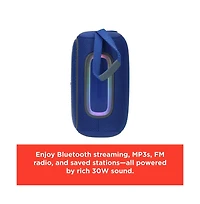 RadioShack 30W Blue and Grey Wireless Portable Speaker with Rgb Lights Fm Radio Bluetooth 5.3 4001780