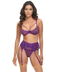 Oh La Cheri Women's Denise Lace 3 Piece Bra Set