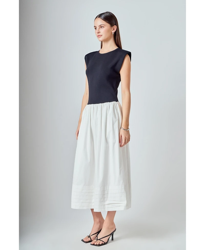 endless rose Women's Mix Media Knit Midi Dress