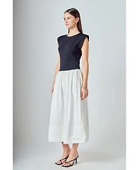 endless rose Women's Mix Media Knit Midi Dress