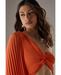 Warehouse Chiffon One Shoulder Cut Out Midi Dress