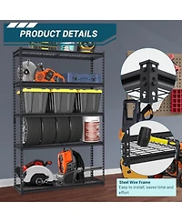 gaomon 48x18x72 Inch Garage Shelving Heavy Duty, Storage Shelves 2500Lbs Capacity, Adjustable Metal Shelving Unit, 5 Tier Industrial Shelves for Basem