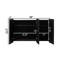 Basicwise 3-Door Aluminum Bathroom Medicine Cabinet, Round Corner Framed Door