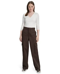 Dkny Jeans Women's High Waist Wide Leg Cargo Pants