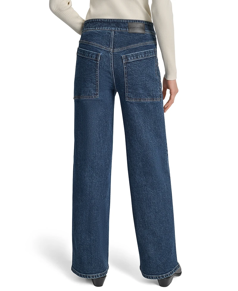 Dkny Jeans Women's High Rise Wide Leg Cargo