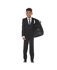 Perry Ellis Little Boys 5 Piece Windowpane Suit,Vest,Pants,Shirt and Tie Set
