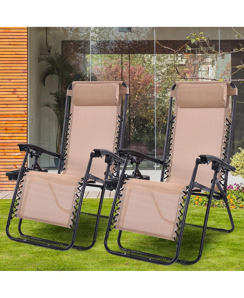 Costway 2PCS Zero Gravity Chairs Lounge Patio Folding Recliner Outdoor