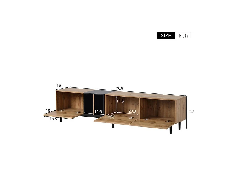 Casainc 80" Tv Stand with 3 Doors, Media Console Table, Entertainment Center Large Storage Cabinet